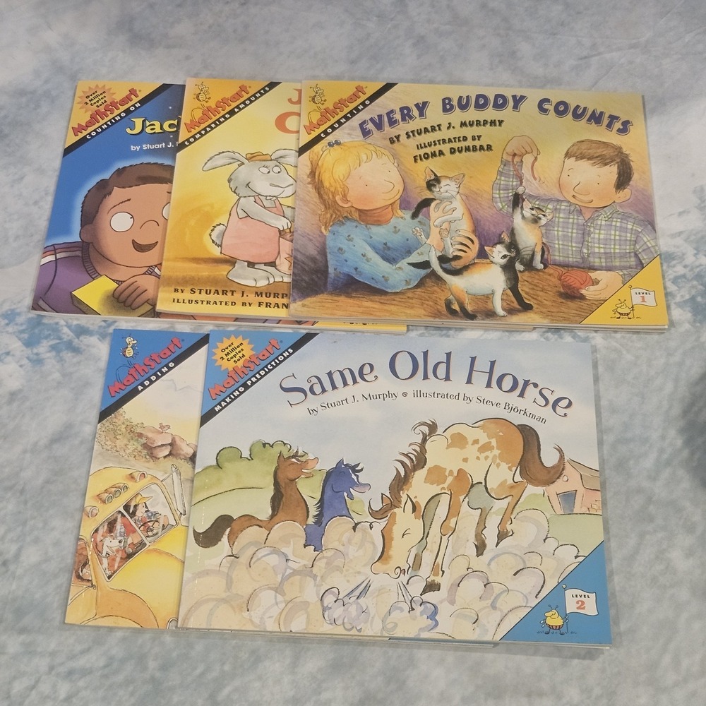 MathStart Level 1 & 2 Book Lot‎ Stuart J Murphy Homeschool Early Math 5 Books